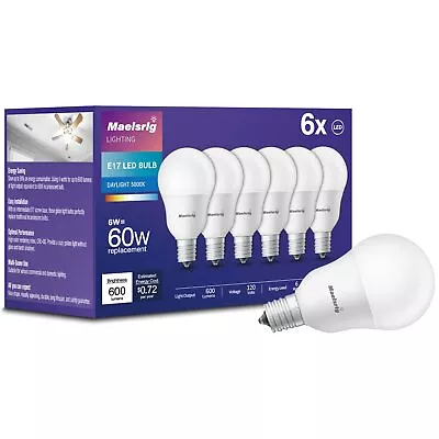 E17 Intermediate Base LED Bulb 6W (60 Watt Equivalent) G14 Globe Ceiling Fan Li • $31.15