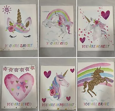 6 Pieces Motivational Wall Art Canvas 8 By 10 Inches Unicorn Rainbow • $15