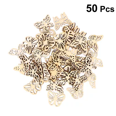 50pcs Unfinished Wood Crafts Slices Toy Labels Wood Butterfly Cutouts Wooden • $7.58