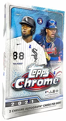 2021 Topps Chrome Baseball Hobby Box (24 Packs 4 Cards + 2 Autographs Autos) New • $249.95