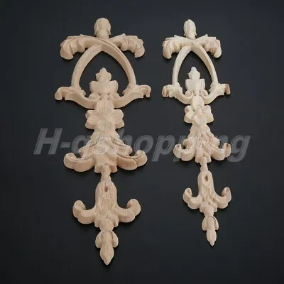 $4.74 • Buy DIY Unpainted Wood Carved Decal Onlay Applique Window Frame Furniture Decoration
