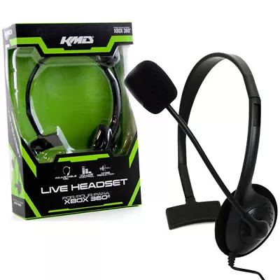 Microsoft Xbox 360 BLACK Headset W/ Microphone KMD New (Wired Headphone Mic) • $10.98