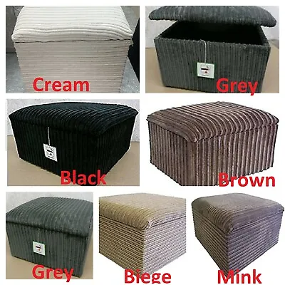 Top Quality Ottoman Storage Box Pouffe Footstool In Jumbo Cord Fabric S M L UK • £49.95