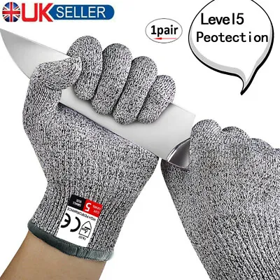 1 Pair Metal Mesh Anti-cut Safety Gloves Stainless Steel Wire Cut Resistant UK • £7.69