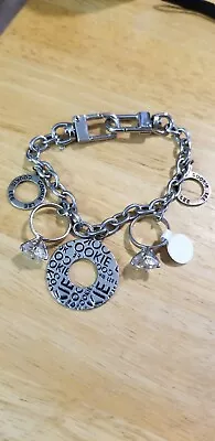 Vintage COOKIE LEE Silver Tone Link Bracelet W/ RING CHARMS And TRADEMARKS • $9.95