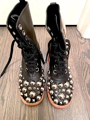 MIU MIU Grommet Studded Lace Up Boots Size 36 $1250 • $125