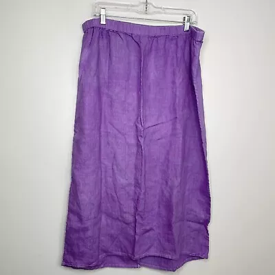 Orvis Size 18 Linen Purple Straight Linen Midi Skirt Pull On Elastic Waist • $15.92