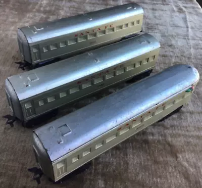 1950s Vintage Marx O Gauge Tin Litho Santa Fe Passenger Cars 2x #3152 & 1x #3197 • $64.95