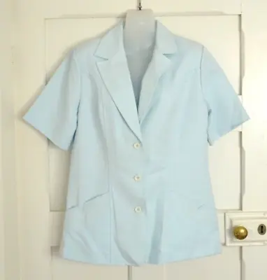 Vintage Kmart Light Blue Short Sleeve Single Breasted Jacket Sz 16 Made In Japan • $60