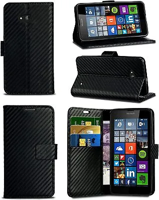 For Samsung Galaxy Xcover 3 Carbon Fibre Effect Wallet Case  Cover Phone Case • £10.13