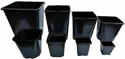 Tall Plant Pot Strong Black Plastic Hydroponic Pots Home Kitchen Garden Nursery • £5.19