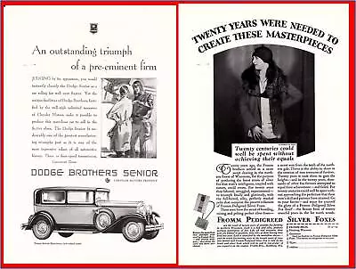 1929 Dodge Brothers Senior Brougham Coupe - Fromm Bros Silver Foxes Fur Print Ad • $9.49