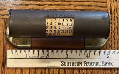 Vintage Park Sherman Co Brass & Wood Desk Perpetual Calendar • $24