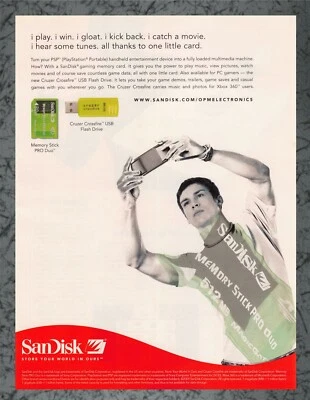 $9.95 • Buy SanDisk Memory Stick USD Flash Drive Xbox 360 Vintage 2005 Print Ad Art 