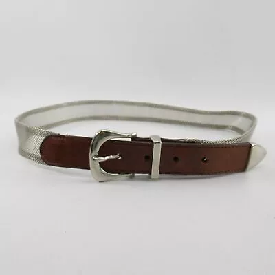 Vintage Partners Mesh Metal Belt Women Medium Leather Silver Tone Buckle • $13.37