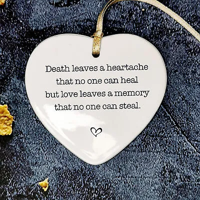 Memorial Plaque Funeral Gift Ceramic Hanging Heart Mum Dad Nan Grandad Christmas • £5.49