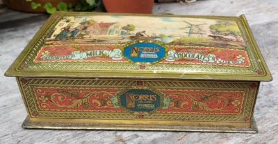 $14.25 • Buy Old Metal Candy Tin NORRIS Milk Chocolate Atlanta Windmill Holland Village