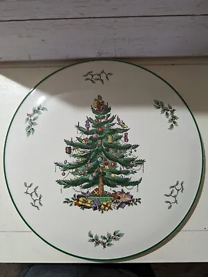 Spode Christmas Tree CAKE CHEESE SERVING PLATE 11 1/2  England Round Flat VGC • $32.99