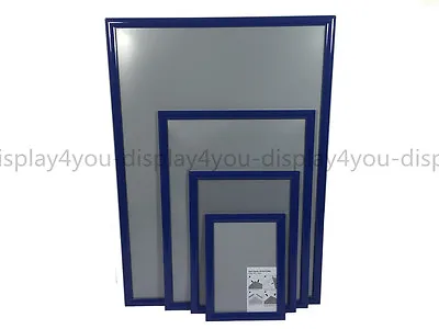 A1A2A3A4 Blue Snap Frames Poster Clip Holders Displays Retail Wall Notice Boards • £15.49