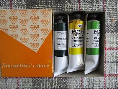 BOX Of 3 VINTAGE WEBER  ARTIST POLYMER COLOR PAINTS (1.25 Oz Each Tube) Unused • $15