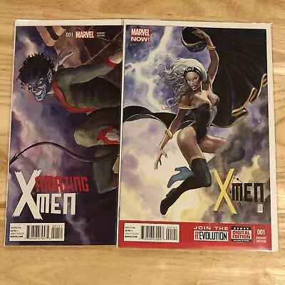 X-Men 1 (2013) & Amazing 1 1:50 Milo Manara Variant Storm Nightcrawler Marvel NM • $87.29