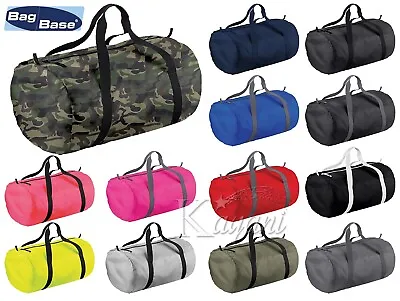 BagBase Barrel Bag Holdall Duffle Foldable Bag Holiday Sports Gym Handheld Bag • £7.89