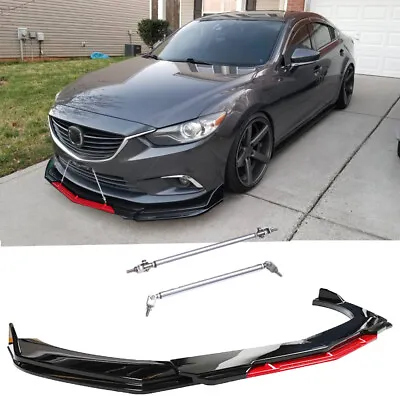 Front Bumper Lip Splitter Body Kit + Strut Rods For Mazda 2 3 5 6 CX-3 CX5 CX-7 • $95.30