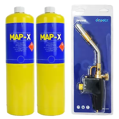 Super Deal Total Fire Blow Torch And 2x Mapp-X  Gas Cylinder 400g 1+2 • £60.99