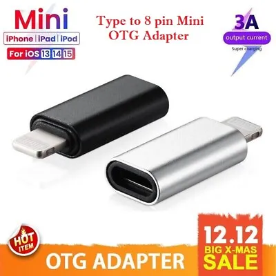 USB Type C Female To IPhone Male 8 Pin OTG Adapter For IPhone 12 11 13 IPad IPod • £2.49