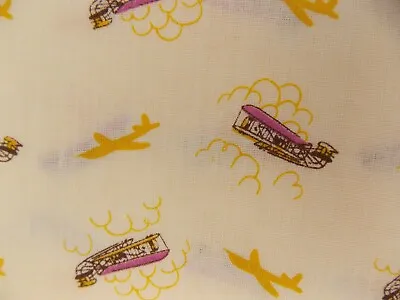 Wtw Fabric Vintage Biplane Airplane Aviation Originelle 1973 Bty Quilt • $17.99