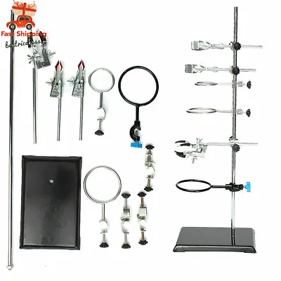 Support Iron Stand  Flask Condenser Clamp Retort Ring + Clip For Chemistry Lab  • $38