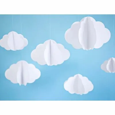 £7.95 • Buy Hanging White Paper Cloud Decoration | Nursery Baby Shower Garland X3