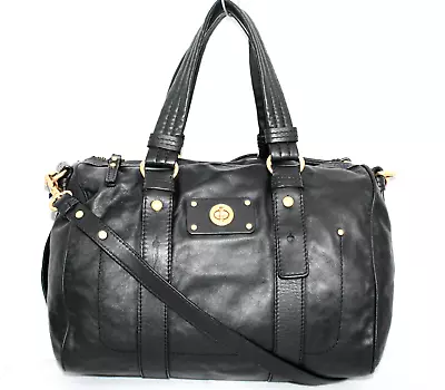 MARC JACOBS Shifty Black Leather Bag Turnlock Satchel Shoulder Duffel Tote • $88