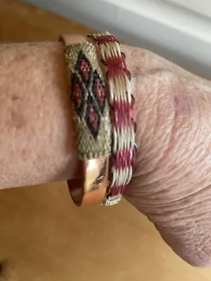 Set Of 2 Western Bracelets Horsehair Hand Woven Copper • £32.43