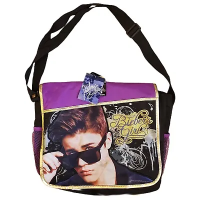 £41.57 • Buy Justin BIEBER Large Messenger Bag Justin Bieber 15 X11  Book Bag Pockets 