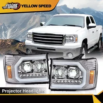 Fit For 2007-2013 GMC Sierra 1500 2500HD 3500HD LED DRL Tube Projector Headlight • $175.65