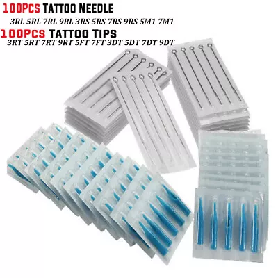 200x Mixed Disposable Tattoo Needles Cartridges Professional Set Nozzle Tip Tube • $26.99