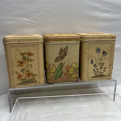 Lot Of 3 Vintage Century Resources Tin Box Butterfly Floral 3-75  X 3-3/4  X 5  • $16.67