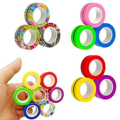 Fingertip Magnetic Rings Relief Fidget Toys Set Adult Magnet Spinner Anti Stress • $9.99