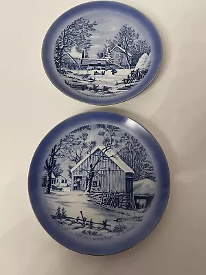 Lot Of 2 Vintage Currier & Ives Decorative Wall Plaques Plates 8.1/4  • $8.99