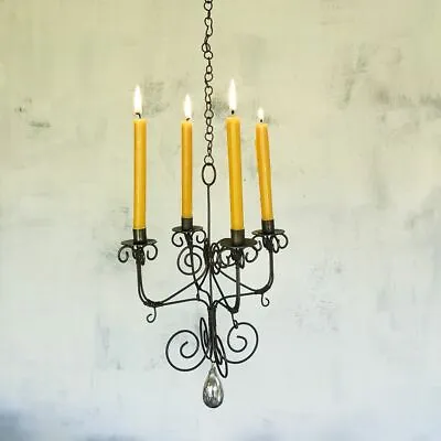 £32 • Buy Rustic Mini Hanging Chandelier, Taper Candle Holder, Small Wire Rust Metal