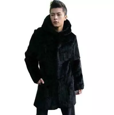 Men Faux Mink Fur Mid Long Jacket Warm Coats Parkas Trench Winter Outwear 2022 • $98.57