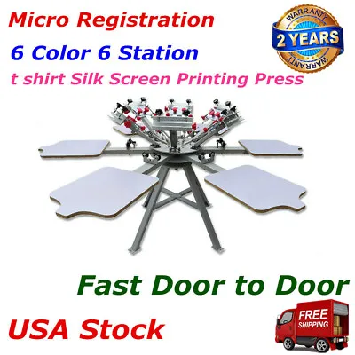 6 Color 6 Station Micro Registration T Shirt Silk Screen Printing Press Machine • $1798.22