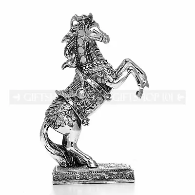 12  Inch Legendary Engraved Horse Silver Decorative Mustang Figurine Statue • $36