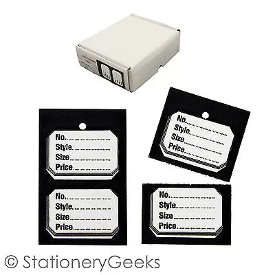 £5.22 • Buy 1000 Black Clothes Garment Tickets Perforated Clothing Price Stock Tags Tagging
