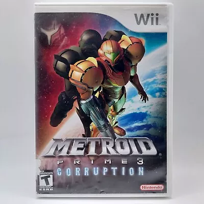 Metroid Prime 3: Corruption (Nintendo Wii 2007) Game Disc & Case • $13.49