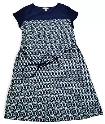 Liz Lange Maternity Dress Women's XS Blue Green Tie Waist Shift Light Weight • $19.97