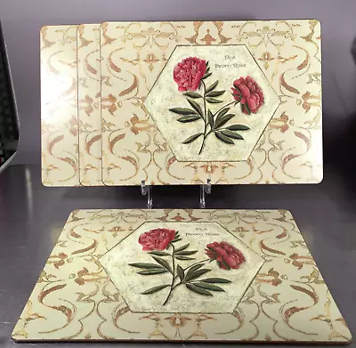 Set 4 Pimpernel Placemats Pink Peony Rose Floral Cork Backed Vintage Place Mats • $28.60