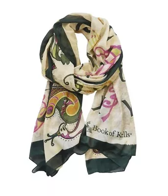 Book Of Kells Celtic Alphabet Scarf Beige Green Color St. Patricks Day • $16.99