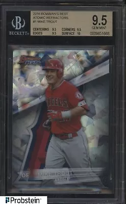 2016 Bowman's Best Atomic Refractor #1 Mike Trout Angels BGS 9.5 GEM MINT • $6.50